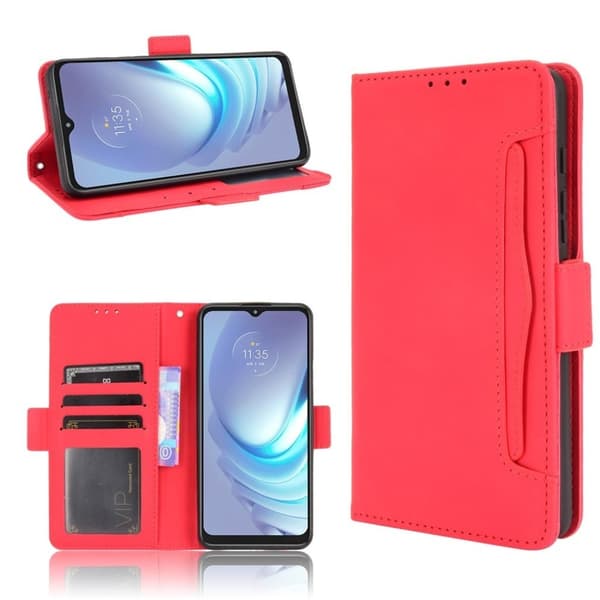 Modern-styled Læder Pung Etui til Motorola Moto G50 - Rød Red