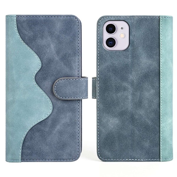 Tvåfärgat iPhone 11 fodral i läder - Blå Blå