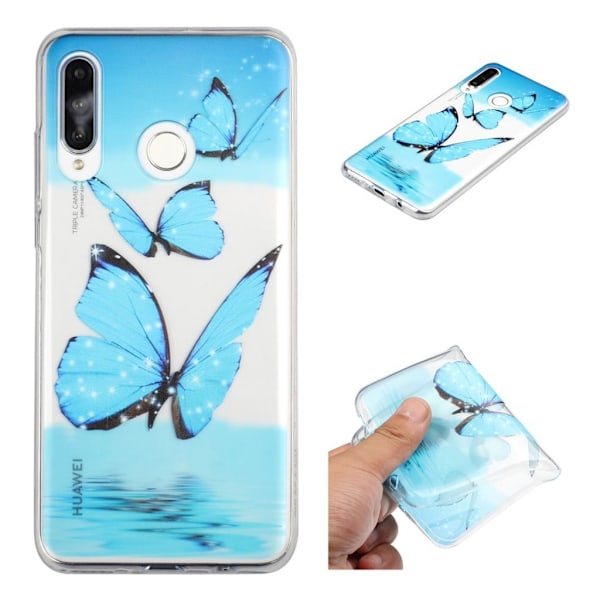 Butterfly läder Samsung Galaxy M20 fodral - Genomskinlig Transparent
