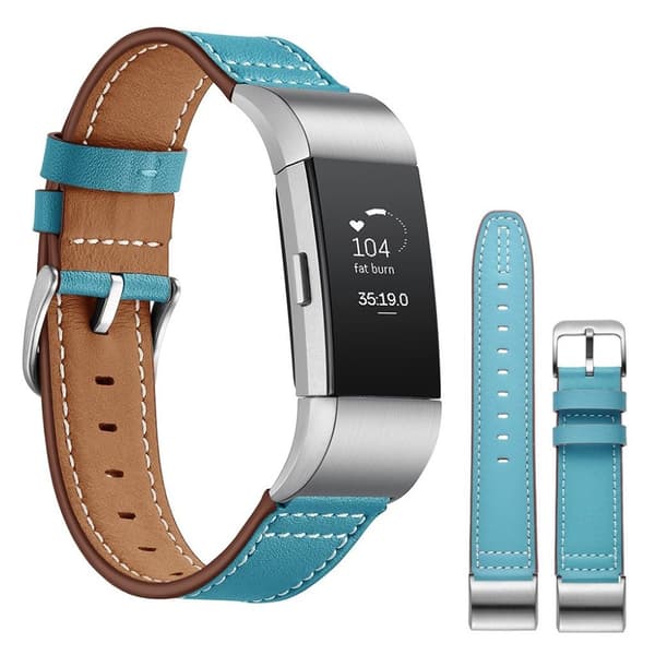 Fitbit Charge 2 klockarmband i äkta läder - Blå Blå