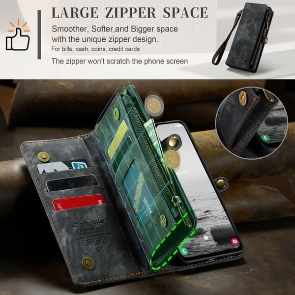 CaseMe Samsung Galaxy A54 Pung med Lynlås - Sort Black