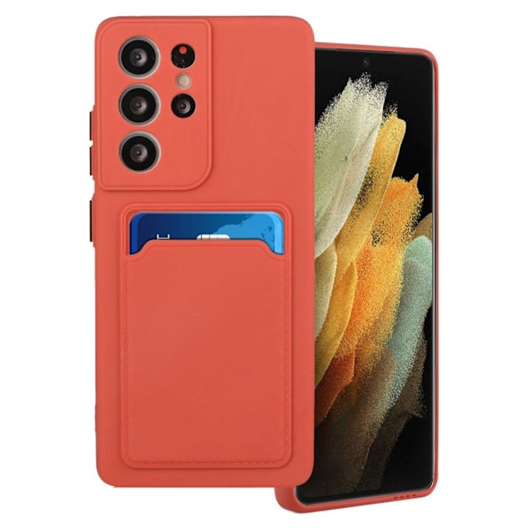 Samsung Galaxy S21 Ultra 5G skal med korthållare - Orange Orange