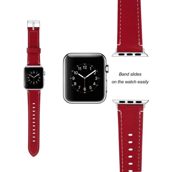 Apple Watch Series 5 / 4 40mm klassinen aito nahkainen ranneke - Punainen Red