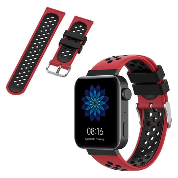 Xiaomi Mi Watch holdbar tofarvet silikone Urrem - Rød / Sort Red