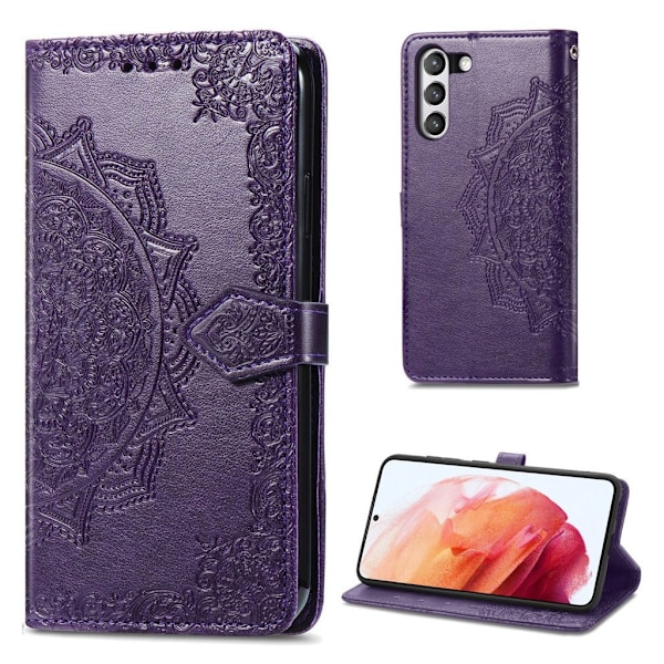 Mandala läder Samsung Galaxy S21 FE fodral - Lila Lila
