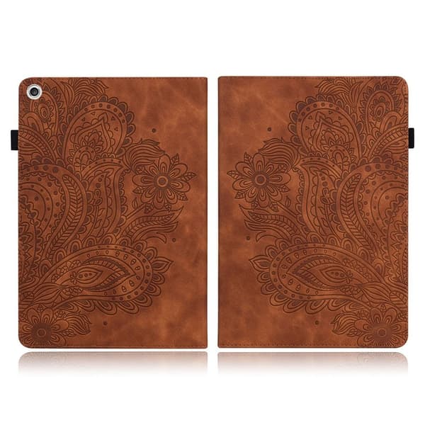 Lenovo Tab M10 HD Gen 2 Blomster Tryk Læder Etui - Brun Brown