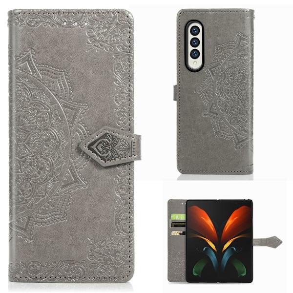 Mandala Samsung Galaxy Z Fold3 5G Flippetui - Grå Silver grey