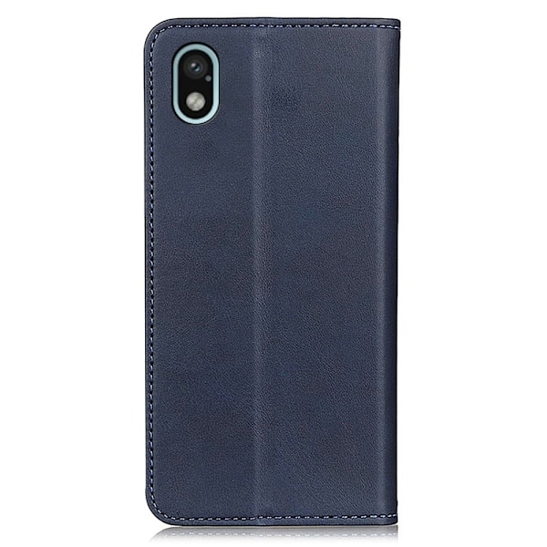 Sony Xperia Ace III lompakkokotelo, aitoa nahkaa - Sininen Blue