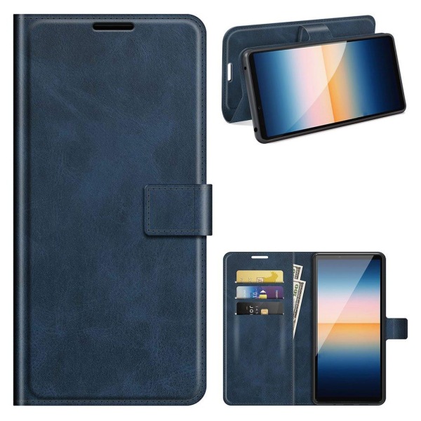Hållbart konstläder Sony Xperia 10 III fodral med plånbok - Blå Blå