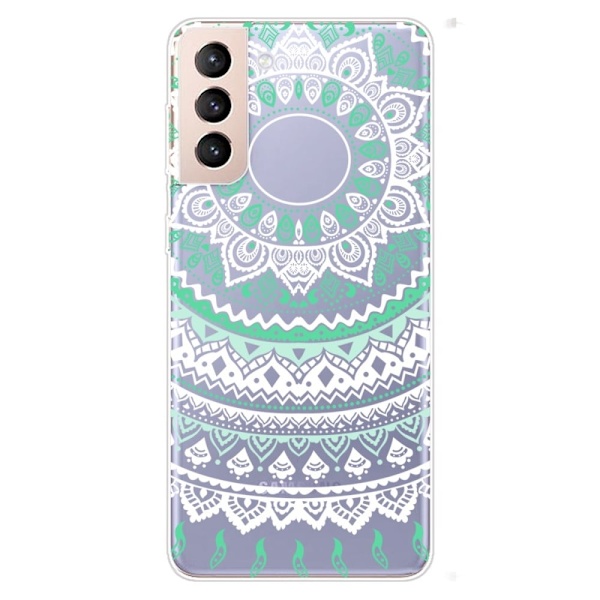 Deco Samsung Galaxy S22 Etui - Grønn / Hvit Mandala Multicolor