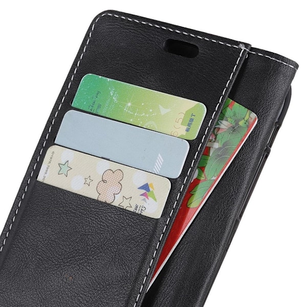 Sony Xperia XZ4 s-formet tekstureret læder flip etui - Sort Black