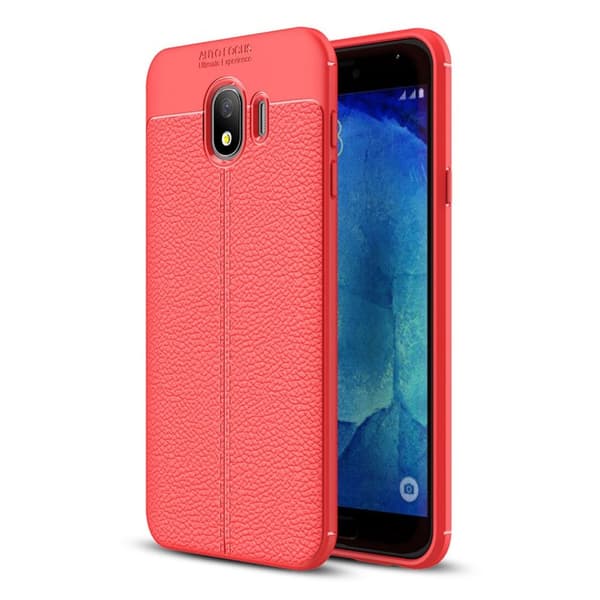 Samsung Galaxy J4 (2018) litchi tekstur myk deksel  - Rød Red