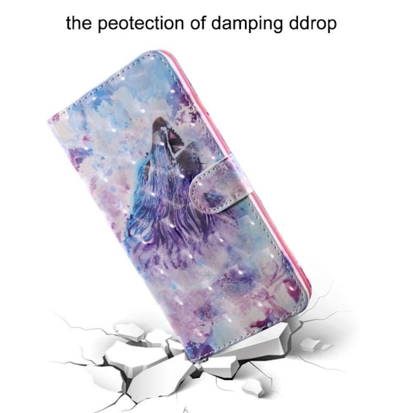 Samsung Galaxy S10 vaalea piste koriste nahkainen flip Suojakotelo - Ulvova Susi Multicolor