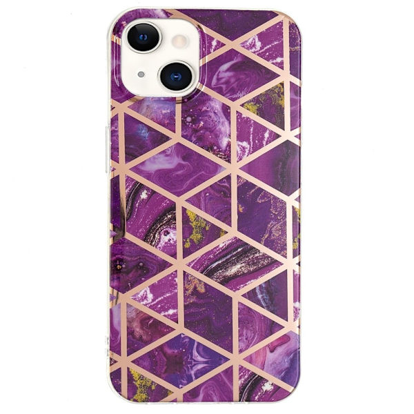 Marble iPhone 15 Plus Etui - Electroplated Lilla Klinkekule Purple