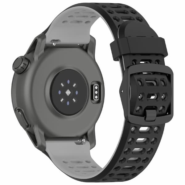 Coros Pace 2 / Apex 2 / Apex 42mm silikone urrem Dual Color 20mm urrem - Sort / Grå Silver grey