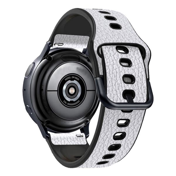 22 mm Universal klockarmband i läder med litchitextur - Vit Vit