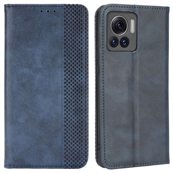 Bofink Vintage Motorola Edge 30 Ultra / X30 Pro Nahkakotelo - Sininen Blue