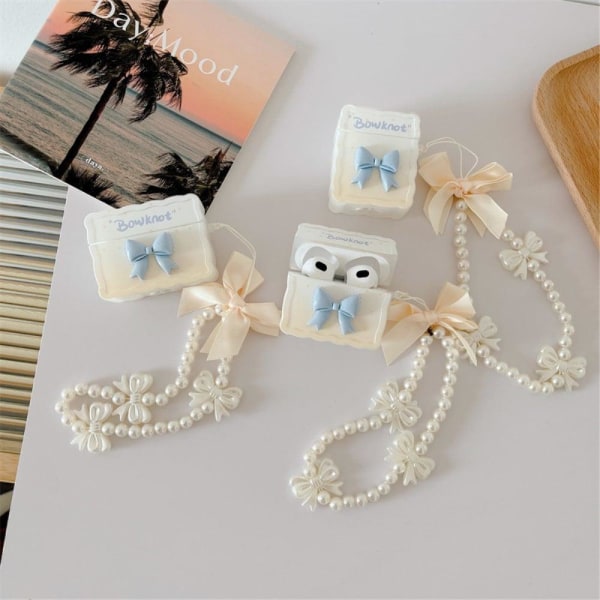 AirPods 3 charming bowknot design cover with pendant sling Gold