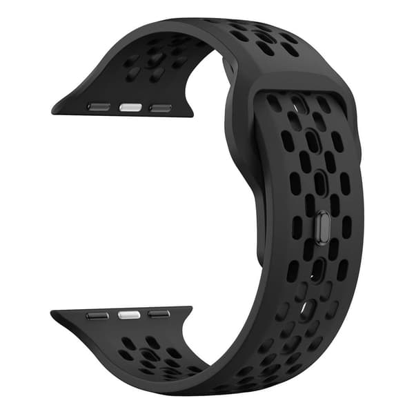 Urrem Apple Watch Series 41mm - 40mm - 38mm Huller Design Silikone Håndledsrem - Sort Black