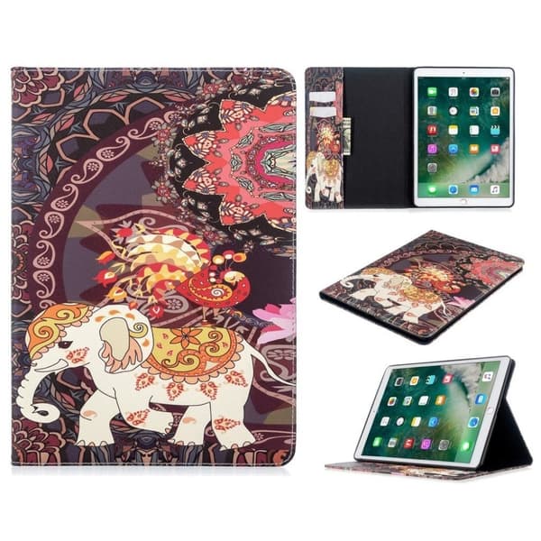 iPad 10.2 (2019) stilig mønster lær flip etui - Colorized Elephant Multicolor