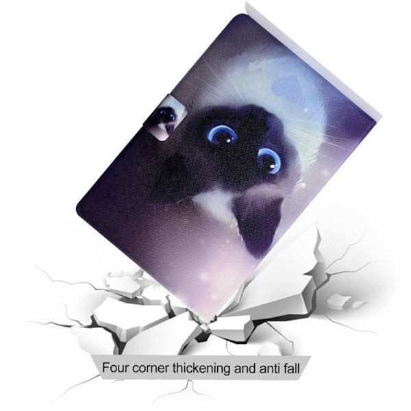 Huawei MatePad 10.4 läderfodral med coolt mönster - Cool Katt Lila