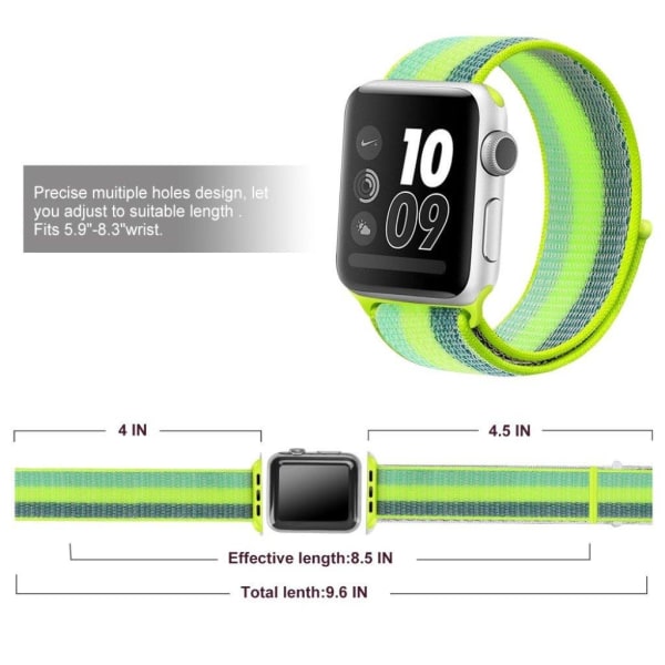 Apple Watch Series 5 40mm vandtæt nylon urrem - Stribe Grøn Green