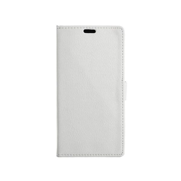HTC A9s beskyttende læder-etui m. litchi-overflade - Hvid White