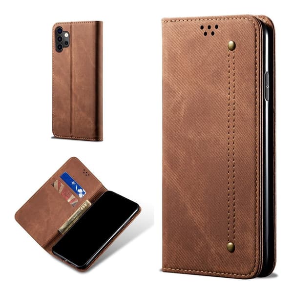 Jeans Samsung Galaxy A32 5G flip case - Ruskea Brown