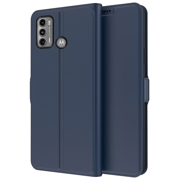 Smidigt och tunt PU-läder Motorola Moto G60 fodral - Blå Blå