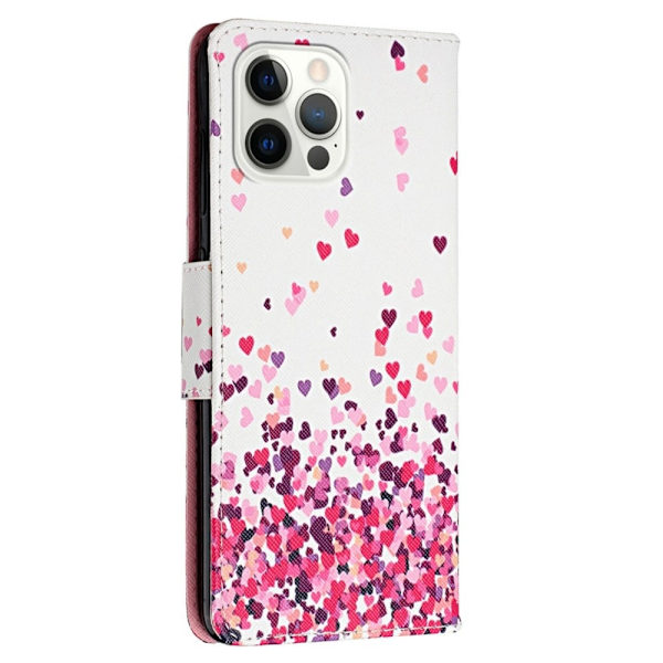 Wonderland iPhone 14 Pro flip etui - Lyserød Hjerteform Pink