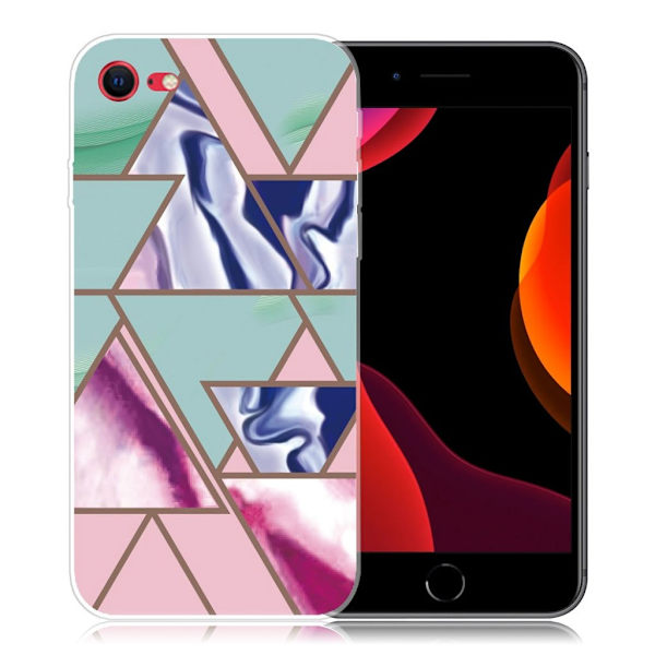 Marble iPhone SE 2020 / 8 / 7 Etui - Trekant Blitz Mønster Multicolor