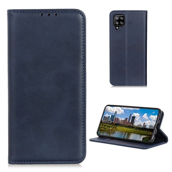 Wallet-style ægte Læder Flipcase til Samsung Galaxy A22 4g - Blå Blue