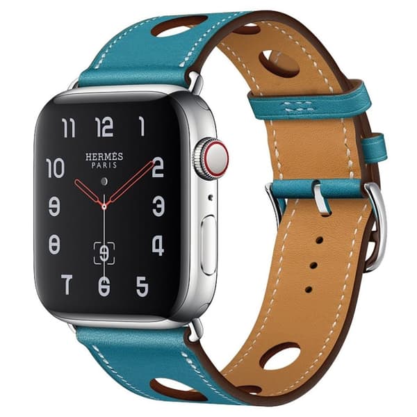 Apple Watch Series 4 40mm ægte læder Tre Huller Urrem - Blå Blue