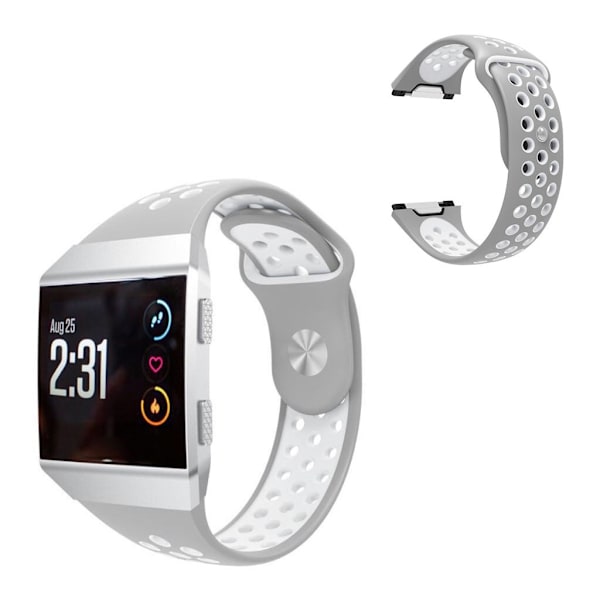 Fitbit Ionic tofarget silikonarmbånd - Grå / Hvit Silver grey