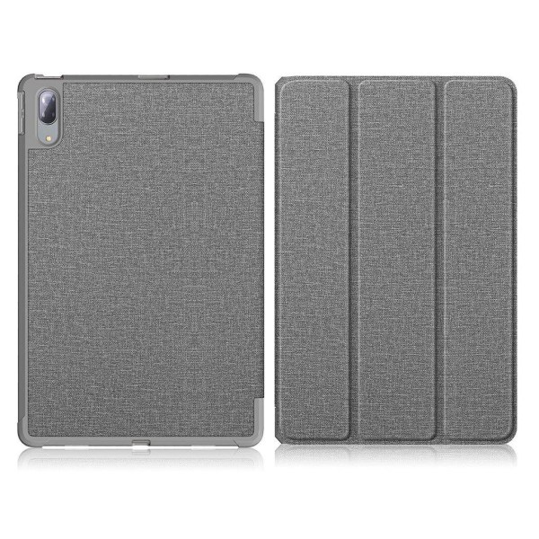 Lenovo Tab P11 Pro tri-fold cloth skin leather case - Grey Silver grey
