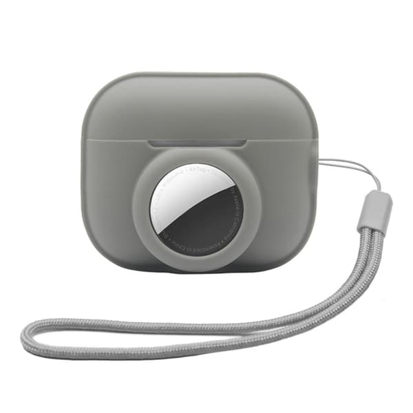 AirPods Pro 2 / AirTags silikoneetui med rem - Grå Silver grey