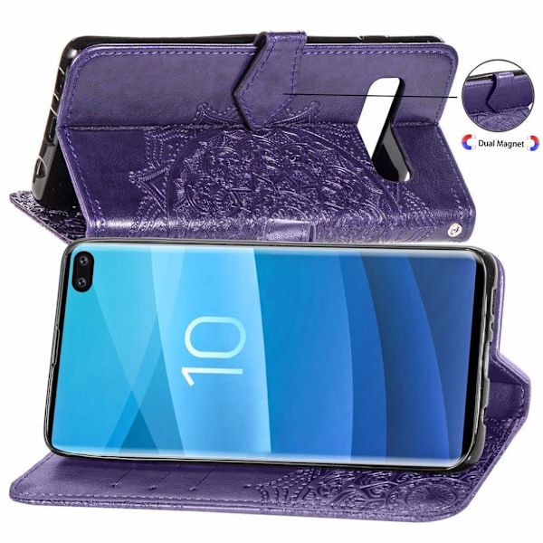Mandala läder Samsung Galaxy S10 Plus fodral - Lila Lila