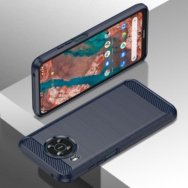 Carbon Flex Suojakotelo Nokia X10 / X20 - Sininen Blue