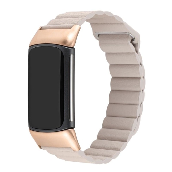Fitbit Charge 5 genuine leather watch strap - Khaki Vit