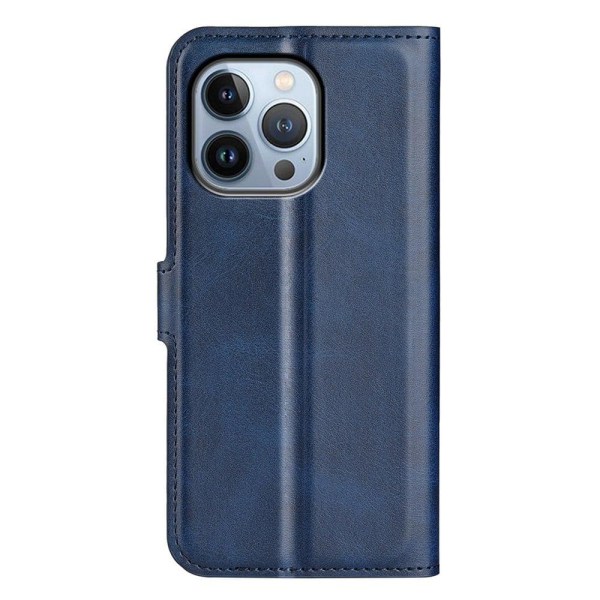 Hållbart konstläder iPhone 14 Pro Max fodral med plånbok - Blå Blå