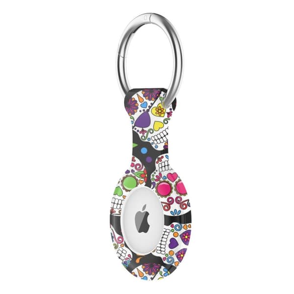 AirTags cover med silikonemønster og nøglering - Farverig Multicolor