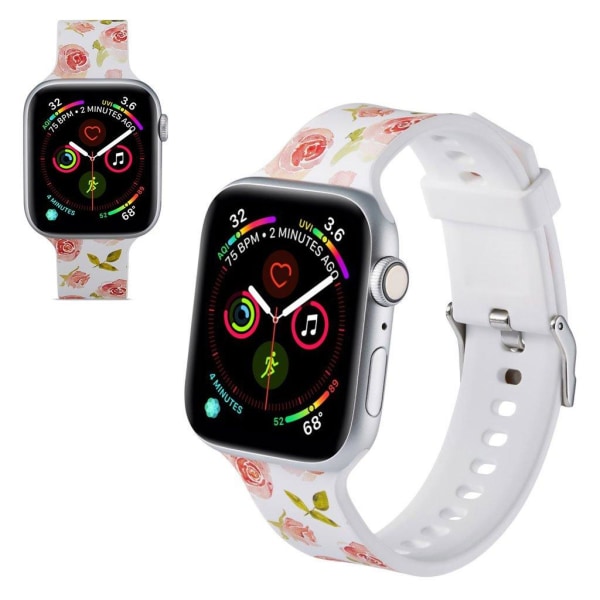 Apple Watch Series 5 44mm Mønster silikone urrem - Rose Multicolor