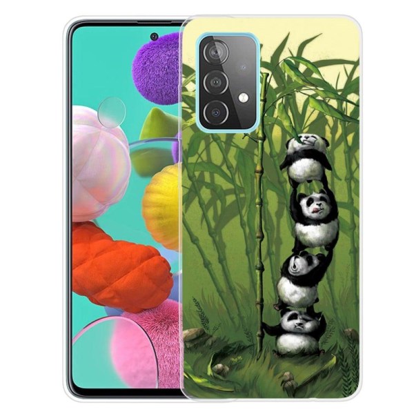 Deco Samsung Galaxy A73 Suojakotelo - Stacking Pandas Green