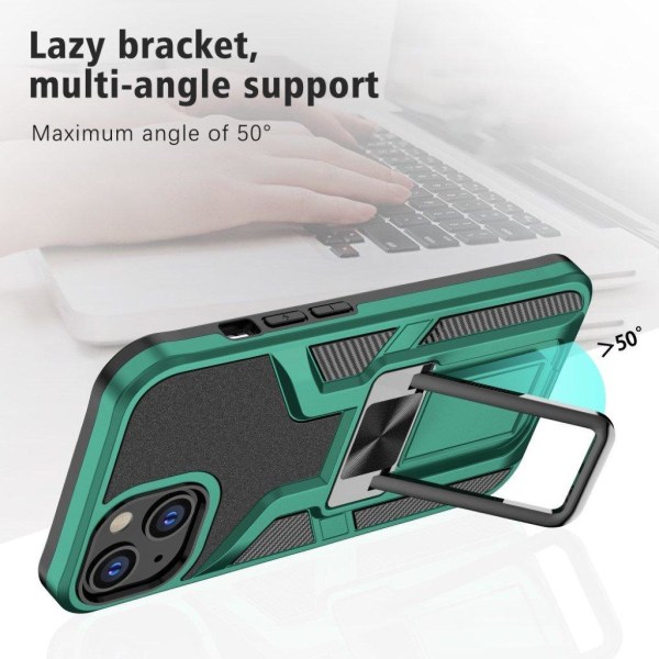 Armor Series Hard Bumpresistent Flexible Bumper Hybrid Anti-Fall Protective Cover with Car Mount Kickstand iPhone 13 6,1 tommer - Grøn Green