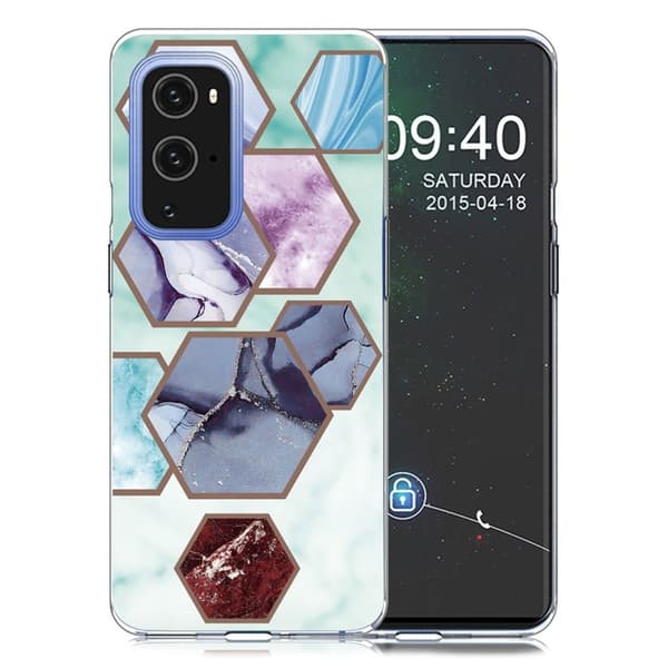 Marble design OnePlus 9 Pro cover - Sekskantede Fragmenter I Himmelblå Multicolor