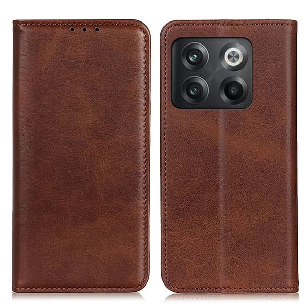 Flip Etui med Pung i Ekte Lær til OnePlus Ace Pro / 10t - Kaffe Brown