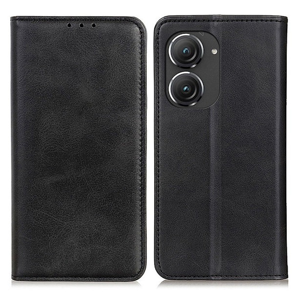 Äkta läder Asus Zenfone 9 fodral - Svart Svart