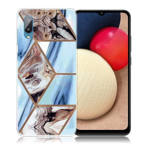 Marble design Samsung Galaxy M02 / Samsung Galaxy A02 cover - Himmelblå Og Brun Marmor Multicolor