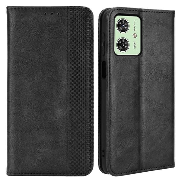Bofink Vintage Motorola Moto G54 Læder Etui - Sort Black