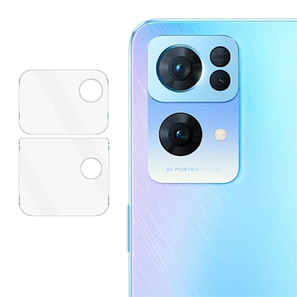 2Pcs Oppo Reno7 Pro 5G arc edge härdat glas kameralinsskydd Transparent